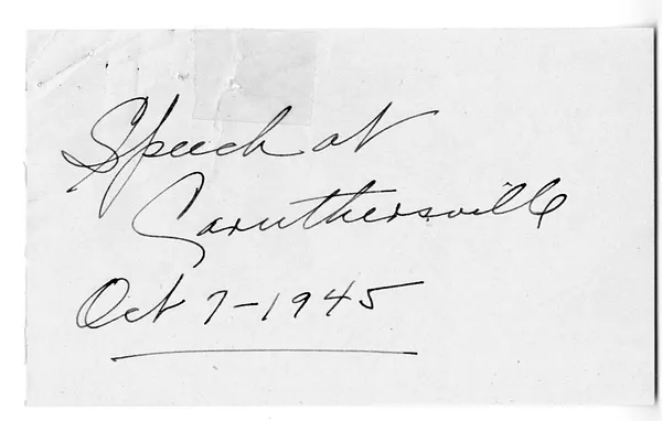 Handwritten Draft of Speech of President Harry S. Truman at the Pemiscot County Fair, Caruthersville, Missouri