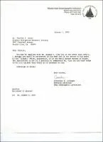 Correspondence: Letter from Catherine A. Offinger (WHOI - Research Assistant Deep Submergence Laboratory) to Mr. Charles I. Sachs (Oceanic Navigation Research Society).