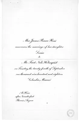 Wedding Announcement for Louise Ross and Fred Holmquist
