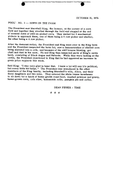 Pool No. 3 - Down on the Farm [Pool Report]