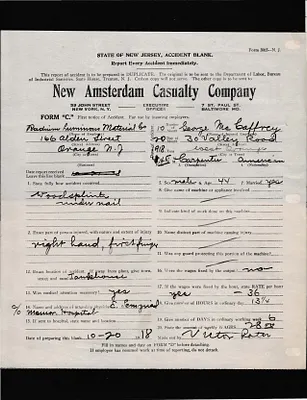 Accident report, October 20, 1918