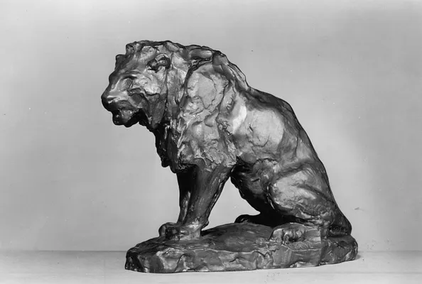Unfinished Model of a Seated Lion