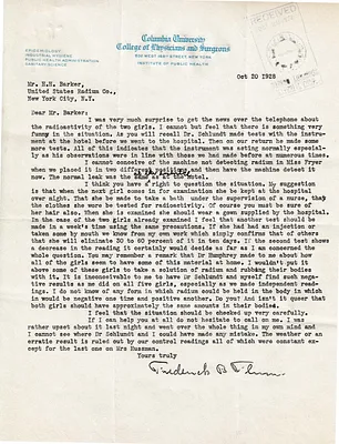 Letters Received to H.H. Barker, October 20, 1928