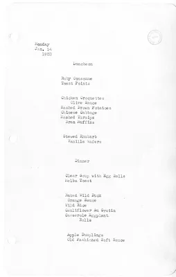 White House Luncheon and Dinner Menu