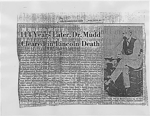 114 Years Later, Dr. Mudd Cleared in Lincoln Death