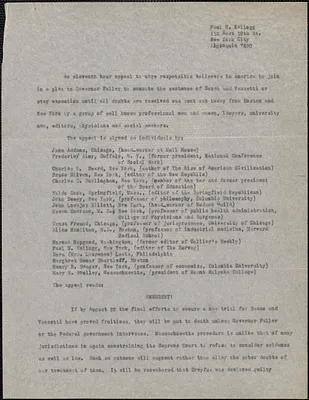 Paul U. Kellogg typed document (copy) to Alvan T. Fuller, New York, N. Y., [August 1927]
