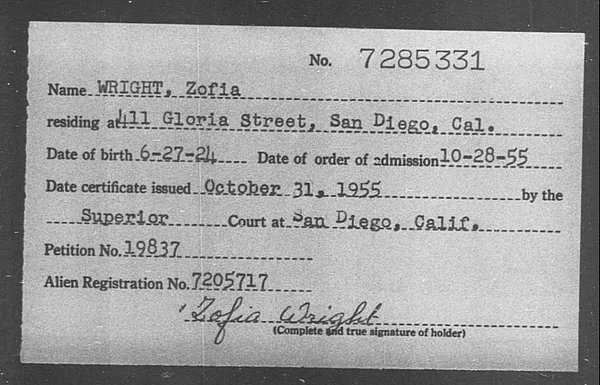 Wright, Zofia - 1955