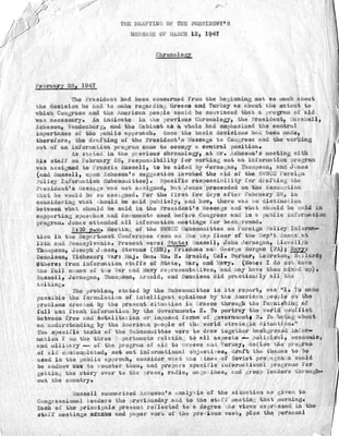 Chronology, The Drafting of the President's Message of March 12, 1947