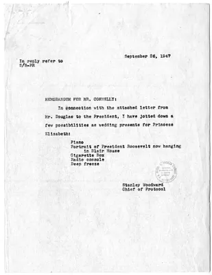 Memorandum from Stanley Woodward to Matthew Connelly