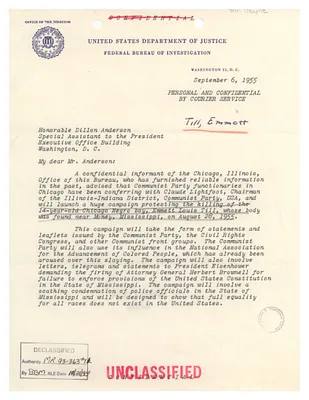 Letter, J. Edgar Hoover to Dillon Anderson