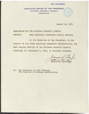 Memorandum from James S. Lay, Jr. to the National Security Council
