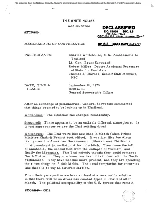 September 16, 1975 - Scowcroft, Ambassador Charles Whitehouse (Thailand)
