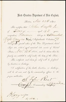 Civil War enlistment paper