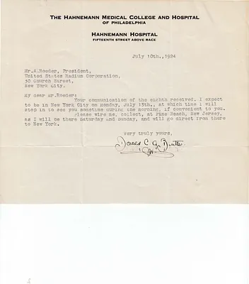 Letters Received to A. Roeder, July 10, 1924