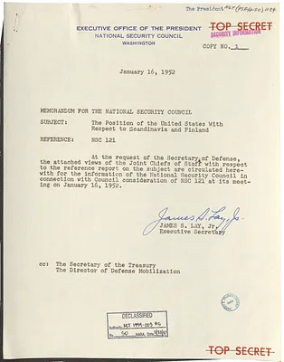 Memorandum from James S. Lay, Jr. to the National Security Council with Attachment