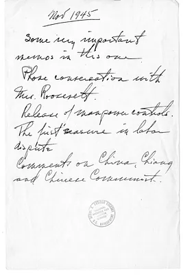 Longhand Note of President Harry S. Truman