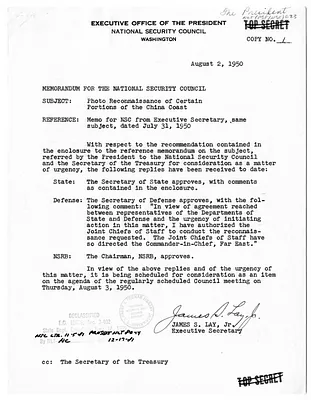Memorandum from James S. Lay, Jr. to the National Security Council with Attachment