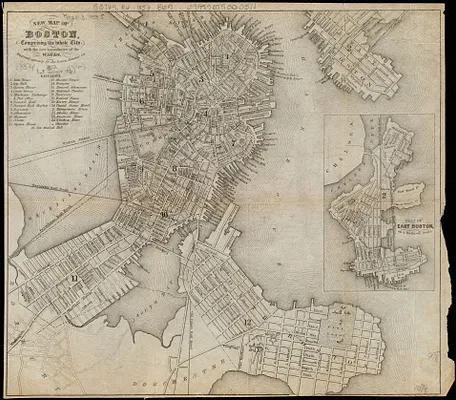 New map of Boston, comprising the whole city, with the new boundaries of the wards