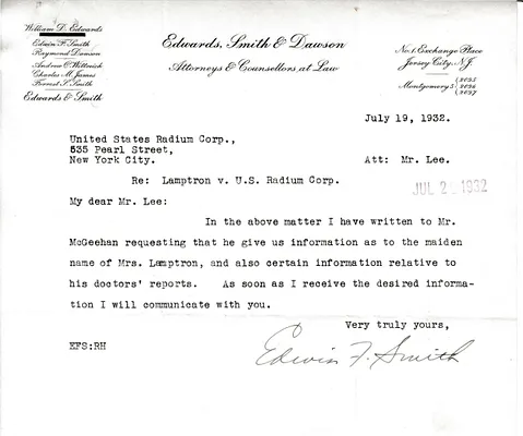 Letters Received to Mr. Lee [C.B. Lee], July 19, 1932