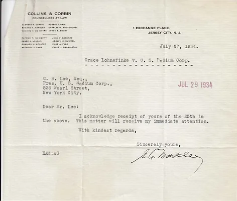 Letters Received to C.B. Lee, July 27, 1934