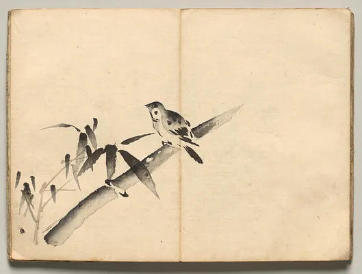 Sparrow in Bamboo from Ōkyo Picture Book