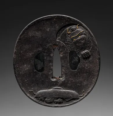 Sword Guard (Tsuba) with Zhong Kui (Shoki) the Demon Queller and Pine
