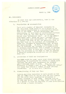 Letter from James Webb to President Harry S. Truman