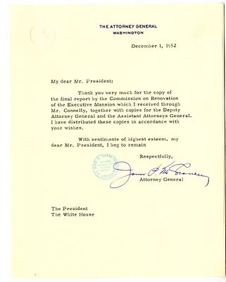 Letter from Attorney General James McGranery to President Harry S. Truman