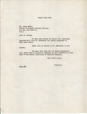 Letters Sent to James Ewing, August 5, 1929