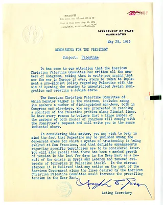 Memorandum from Acting Secretary of State Joseph Grew to President Harry S. Truman