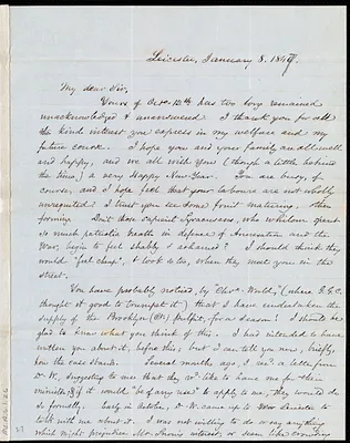 Letter from Samuel May, Jr., Leicester, to Samuel Joseph May, January 8, 184[7]