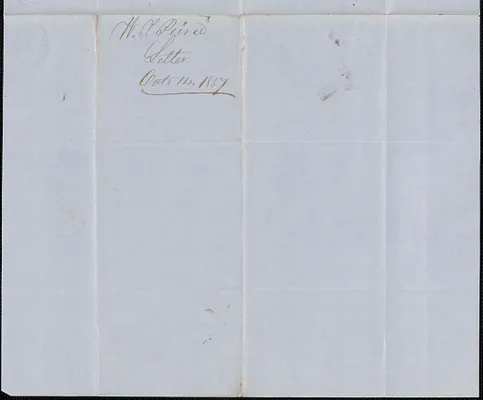 Waldo F. Pierce to W. A. Harrington, 14 October 1857