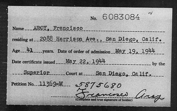 Aroy, Francisco - 1944