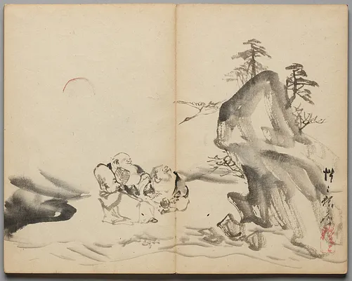 Gods of Fortune at Mt. Penglai from Sketch Album