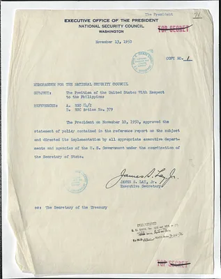 Memorandum from James S. Lay to the National Security Council