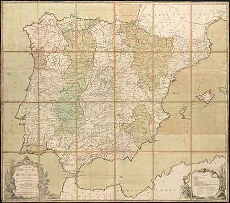 Carte d'Espagne et de Portugal, comprenant les routes de poste et autres de ces deux roiaumes