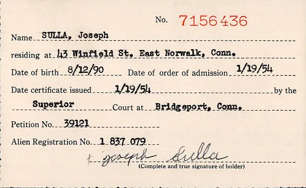 Fairfield County Superior Court, Naturalization Certificate Stubs, February 4, 1926-March 22, 1955, 7156436-7231381