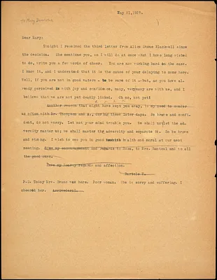 Bartolomeo Vanzetti typed letter (copy) to Mary Donovan, [Dedham], 21 May 1927