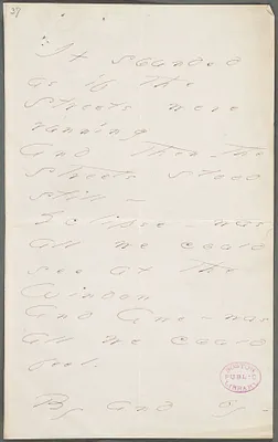 Emily Dickinson, Amherst, Mass., autograph manuscript poem: It sounded as if the streets were running, 1877