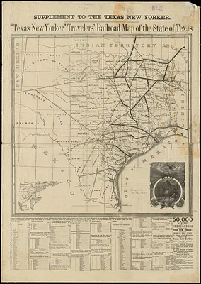 Texas New Yorker travelers' railroad map of the State of Texas