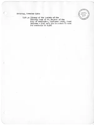 Daily Appointment Sheet for President Harry S. Truman