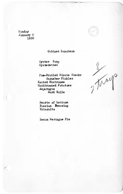 White House Luncheon Menu