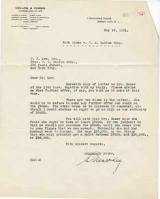 Letters Received to C.B. Lee, May 19, 1931