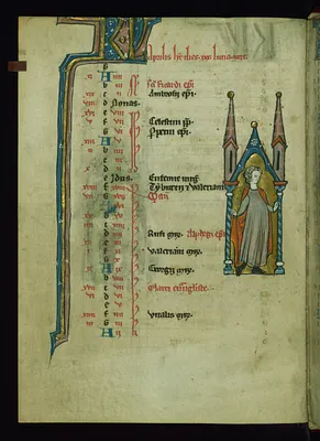 Leaf from Psalter: April Calendar, Cloaked Child