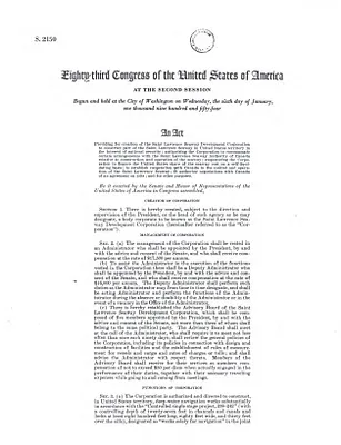 Senate Bill S.2150, Provides for the Creation of the Saint Lawrence Development Corporation
