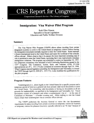 Cabinet Weekly Reports: Immigration Visa Waiver [2]