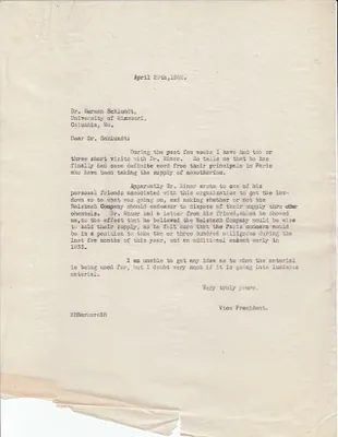 Letters Sent to Dr. Herman Schlundt, April 29, 1932