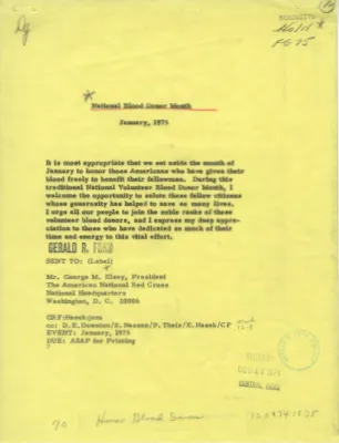President Gerald R. Ford's National Blood Donor Month Message