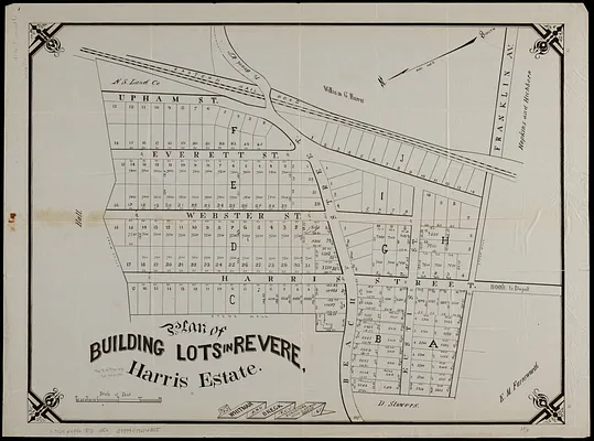 Plan of building lots in Revere, Harris Estate