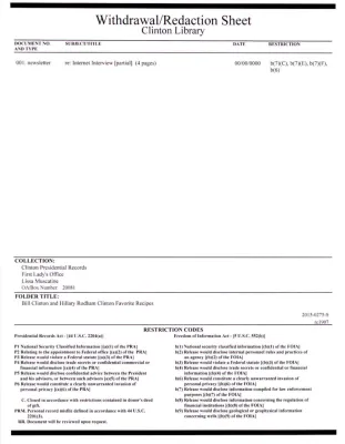 Bill Clinton and Hillary Rodham Clinton Favorite Recipes